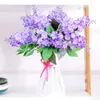 Decorative Flowers 5 Fork/Bunch Provence Artificial Purple Fake Lavender Bridal Bouquet Green Silk Leaves For Home Party Wedding Decoration