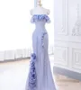 Party Dresses 18157#Elegant Lavender Purple Flower Ruffles Pärlade spets Mermaid aftonklänning Spaghetti Rem ärmlös prom kvinnor klänning