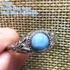 Clusterringen natuurlijke larimar ring sieraden voor vrouw man gfit kristal 6 mm kralen waterpatroon steen zilver edelsteen verstelbaar