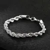 Bangle 19/21/23 cm keel Twisted Rope Chain rostfritt stål armbandsmycken för kvinnor män födelsedagsfest juldag gåva240417