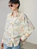 Bluzki damskie Suyadream Kobiety wydrukowane bluzą jedwabną krepę de chine Zamknij kołnierz Chicki 2024 Summer Casual Loose Top