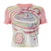 Dames t shirts zomer mode zoete schattige print gesplitst t-shirt met korte mouwen voor vrouwen