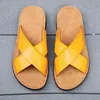 Italienska läder tofflor för män El Beach Summer Shoes Högkvalitativ stor storlek 47 Slip On Light Flats Male Flip Flops 240417