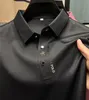 High -End -Marke Polo -Shirt Kurzarm Herren Top Sommer Mode Stickerei Geschäft Casual Nahtloses Eis Seiden atmungsaktives T -Shirt 240403