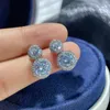 1.9x1cm round diamond designer earring for woman wedding engagement white 3A zirconia copper long luxury stud earrings jewelry womens party dating friend gift