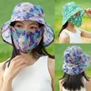 Breda randen hattar anti-uv jordbruksarbete hatt mode skydd nacke med maskodling hink unisex