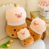 Kruisgrens Nieuwe Zhenzhu Milk Tea Cup Pillow Doll Little Pig Doek Dolled Plaxh Toy Bed Slaap Doll -kussen