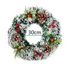 Fleurs décoratives décorations de couronne de Noël 2024 xams guirlande avec baies de pins Ornement mural de porte de maison pour joyeux foyer de foyer