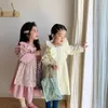 Robes de fille coréens vêtements pour enfants printemps et automne fille en dentelle de filles fausses manches à manches volées à deux pièces princesse zljg