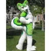 2024 Yeni Yetişkin Yeşil Husky Fursuit Maskot Kostüm Eğlenceli Kıyafet Takım Doğum Günü Partisi Cadılar Bayramı Açık Kıyafet Takım