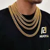 designer necklace Hip hop universal buckle stainless steel Cuban Necklace real gold electroplating hand polishing encryption round grinding mens Necklace