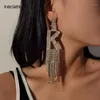 Ingesight Z Luxury Shiny Rhinestone Alphabet初期文字dop dangle earrings crystal long tassl earrings for women Jewelry13262