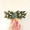 Decoratieve bloemen Handgemaakte Boheemse stijl Bridal Hair Comb Wedding Gedroogde bloemgroen blad eucalyptus hoofdtooi bruidsmeisje benodigdheden