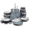 Greenpan Valencia Pro Cerámico anodizado Hard Anodized Pot Set-Juego de utensilios de cocina de 11 piezas, sin PFAS, segura de la olla de inducción, para lavavajillas, seguros del horno