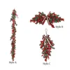 Dekorative Blumen Weihnachtskranz Wand hängen künstlicher Blumenzweige rote Beeren DIY Weihnachtsgirlande für Jahr Kamin Fenster