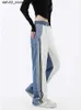 Men's Pants Y2k Womens High Waist Side Stripe Spliced Work Drawstring Casual Wide Leg Trousers Full Length Sports Pants 2024 Spring Korea Q240417