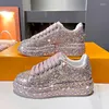 Casual Shoes 2024 Autumn Spring Leather Women Style Fashion Platform Ins Platforms Sneakers Tide Shine Bling Rhinestone