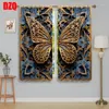 Rideau 2pcs Gold Luxury Butterfly Home Decor Curtains For Living Dining Room Bedroom 3D Impression numérique