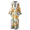 Runway Dresses for Women Spring Summer Yellow Floral Print Loose Long Maxi Dress Casual Vacation Beach Vestidos Plus Size Female Clothing