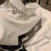 Crystal perle lettre t shirts Designer MIU Crop Tops avec collier en strass