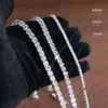 Vers item hoogwaardige hiphop bling vvs 925 sterling zilver 3 mm 4 mm fouless d kleur lab diamant moissaniet tennisketen