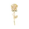 Brooches Metal Full Crystal Pearl Rose Brooch Cute Temperament Pin Suit Accessory For Women