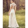 Formal Bride Dresses Lace Elegant Jumpsuits Reception Gowns Vintage Customize Pants Suit Wedding Bridal Dress Pockets Short Sleeve High Neck 2022