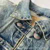 MDNs gewaschene Distressed Denim Jacke, der gleiche Stil wie Yu Wenles Frühlings- und Herbst -Dünner Kuhledermantel, Herren -Trend