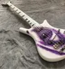 Super zeldzaam 4 strings prince symbool één oog witte elektrische bas gitaar hand woord verf 26 frets zwart blok inlay3873408