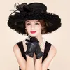 Beretti x007 Design per adulti Fedora Hat Femmina femmina in stile europeo GRAND BRIM Sun Shade Black and Ladies