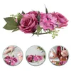 Decorative Flowers Small Rose Flower Wreath Candlestick Garland Mini Roses Artificial Decor