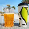 450ml Creative Cool Double Mezzanine Summer Fake Beer Glass Thickened Cup With Handgrip Transparent Beer Mugs Teasing Supplies 240318