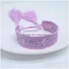 Bracele 10pcs Bracelets brodés pour femmes Gift Gift Wholesale Lace Up Up Tassels Bracelet Bracelet Femme Year Drop Dhn0e