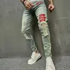 Men's Jeans New Men Vintage Stylish Embroidery Ripped Hip hop Slim Pencil Male Stretch Holes Casual Denim Trousers d240417