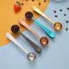 Multifunction Coffee Spoons 2 in 1 Stainless Steel Spoon and Bag Sealing Clip Coffee Protein Powder Instant Drinks Seasoning Measuring Scoop T9I002618