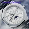 Minimaliste AP Wrist Watch Royal Oak Series 26574ST Calendrier de bande en acier Watch Mens Lunar Phase Affichage Automatic Mécanical Watch 41mm Credit Card