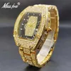 Montre-bracelets nouvelles montres en or tonnes pour hommes luxe luxe en diamant glacé quartz menson