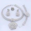 Cynthia Dubai vrouwen verzilverde sieraden sets Afrikaanse bruidsbruind ornament geschenken voor Saoedi -Arabische ketting armband oorbellen 240410