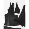 Dames badmode dames massieve bikini's set sexy hooggesneden badpak met spleet deksel 3 stuks dames dame push zwempak strandkleding strandkleding