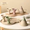 Tee -Sets Web Promi Ins Creative Keramic Coffee Tasse Set Familie Wasser Nachmittag Tee Minimalistische Art Trinken Geschenk