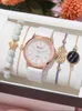 Montre-bracelets 5pcs mode polyvalent Starry Sky Sky's Women's Belt Quartz Watch with Bracelet Combination Set