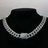 Designer halsband hiphop trendsättare kubansk kedje mesh kedja 13mm full diamant män kvinnor hiphop guldpläterad halsband