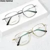 Solglasögon ramar Vision Optimal män Retro Polygonal Ultra Light Alloy Frame Optical Recept Anti Blue Glasses 1094