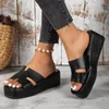 Women Slipper Casual Platform Wedges Heels Slippers Ladies Fashion Open Toe Roman Shoes Solid Cozy Beach Sandals 240410