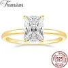 Trumium 3CT 925 Anneaux de fiançailles en argent sterling Radiant Cut Solitaire Cubic Zircon Wedding Prome Ring Bands for Women 240417