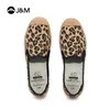 Повседневная обувь JM Женщины Эспадрильские Рыбаки Круглый ноги леопардовый холст летние скользящие кроссовки zapatillas mujer sapatos