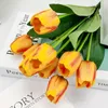 Fleurs décoratives 4x bouquet artificiel faux mariage faux tulipes décoration orange