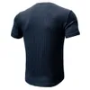 T-shirt à manches courtes pour hommes Slim Fit Muscle Muscle Muscle Muscle Fitness Fitness Elastic Color American Henry Shirt