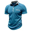 Herren Polos Herren Kurzarm Henley Hemds Knöpfe V-Ausschnitt Casual Polo Shirt Button nach oben drehen Down Lteel T