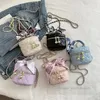 Meninas de moda Impressa Bolsas de arcos de seda impressos Criação de metais da cadeia Bolsa de ombro de ombro de diamante Diamante